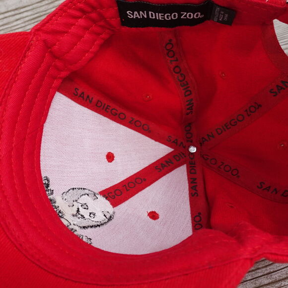 SAN DIEGO ZOO RED ADJUSTABLE TRAVEL STRAPBACK BASEBALL HAT CAP - Picture 9 of 10